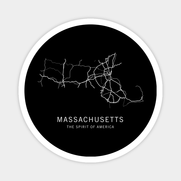 Massachusetts State Road Map Magnet by ClarkStreetPress